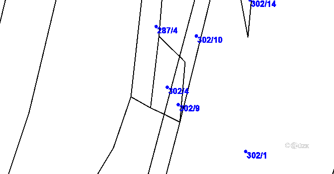 Parcela st. 302/4 v KÚ Hrutov, Katastrální mapa