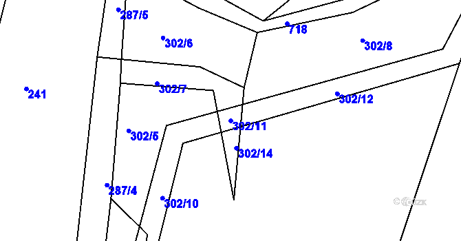 Parcela st. 302/11 v KÚ Hrutov, Katastrální mapa