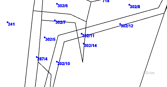 Parcela st. 302/14 v KÚ Hrutov, Katastrální mapa