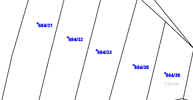 Parcela st. 684/33 v KÚ Hrutov, Katastrální mapa
