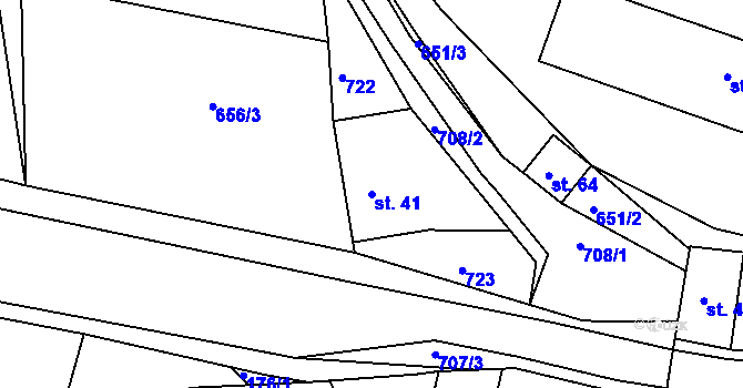 Parcela st. 41 v KÚ Hrutov, Katastrální mapa