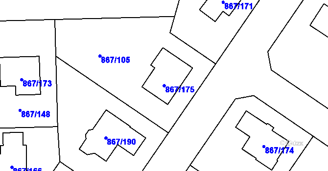 Parcela st. 867/175 v KÚ Hřebeč, Katastrální mapa