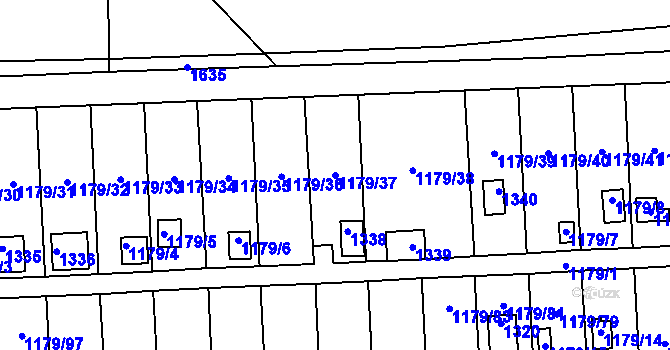 Parcela st. 1179/37 v KÚ Hřebeč, Katastrální mapa