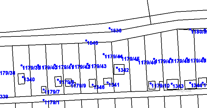 Parcela st. 1179/44 v KÚ Hřebeč, Katastrální mapa