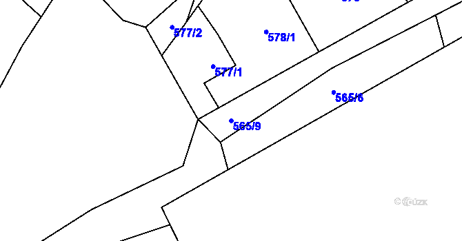 Parcela st. 565/9 v KÚ Hřebeč, Katastrální mapa