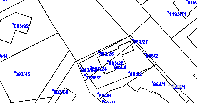 Parcela st. 883/26 v KÚ Hřebeč, Katastrální mapa