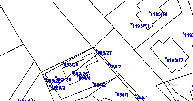 Parcela st. 883/27 v KÚ Hřebeč, Katastrální mapa