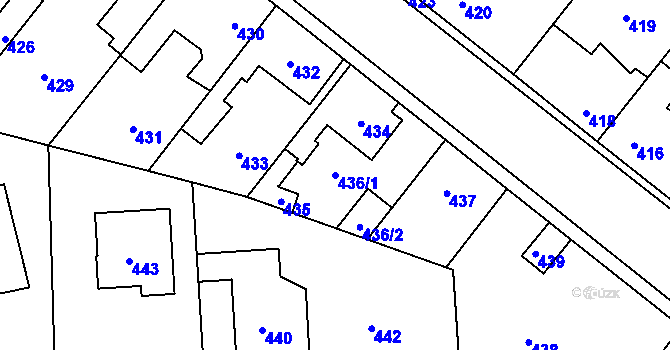 Parcela st. 436/1 v KÚ Hřebeč, Katastrální mapa