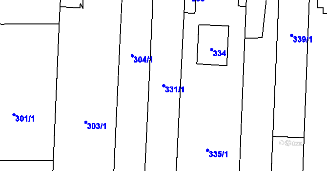 Parcela st. 331/1 v KÚ Hřebeč, Katastrální mapa