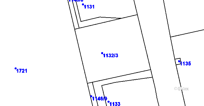 Parcela st. 1132/3 v KÚ Hřebeč, Katastrální mapa