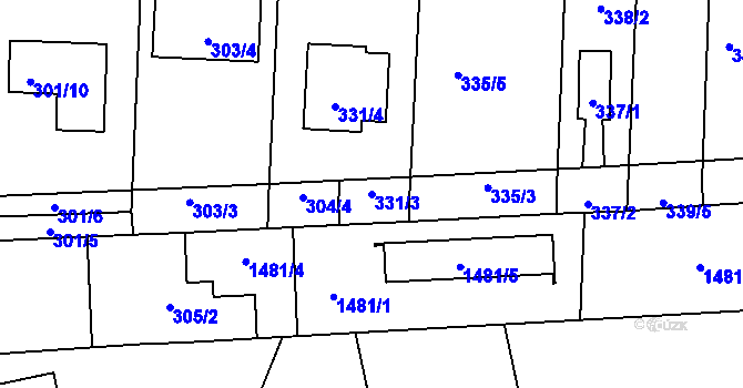 Parcela st. 331/3 v KÚ Hřebeč, Katastrální mapa