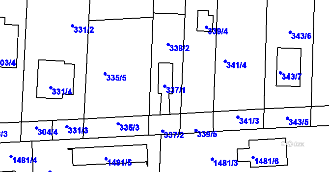 Parcela st. 337/1 v KÚ Hřebeč, Katastrální mapa