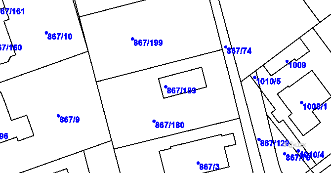 Parcela st. 867/189 v KÚ Hřebeč, Katastrální mapa