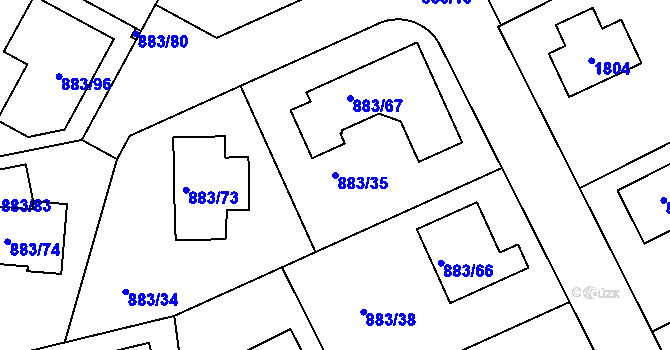 Parcela st. 883/35 v KÚ Hřebeč, Katastrální mapa