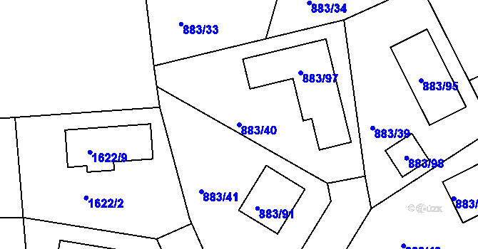 Parcela st. 883/40 v KÚ Hřebeč, Katastrální mapa