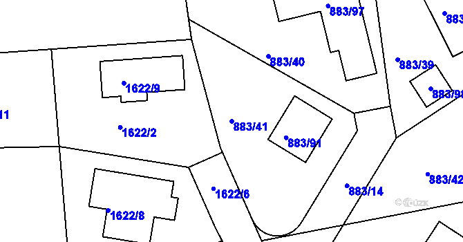 Parcela st. 883/41 v KÚ Hřebeč, Katastrální mapa