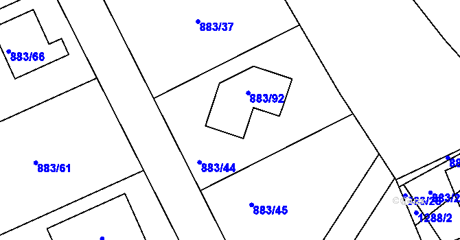 Parcela st. 883/44 v KÚ Hřebeč, Katastrální mapa