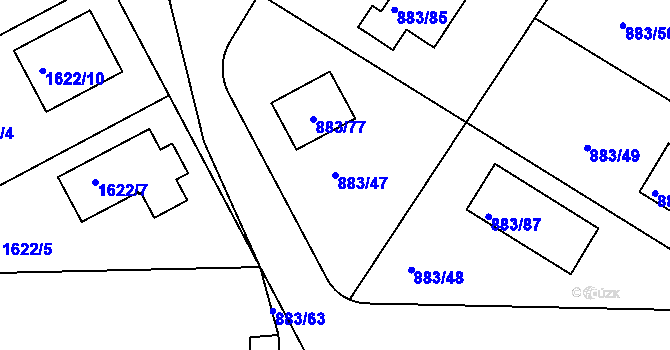 Parcela st. 883/47 v KÚ Hřebeč, Katastrální mapa