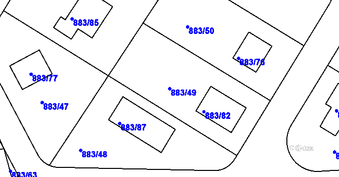 Parcela st. 883/49 v KÚ Hřebeč, Katastrální mapa