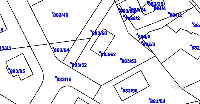 Parcela st. 883/62 v KÚ Hřebeč, Katastrální mapa
