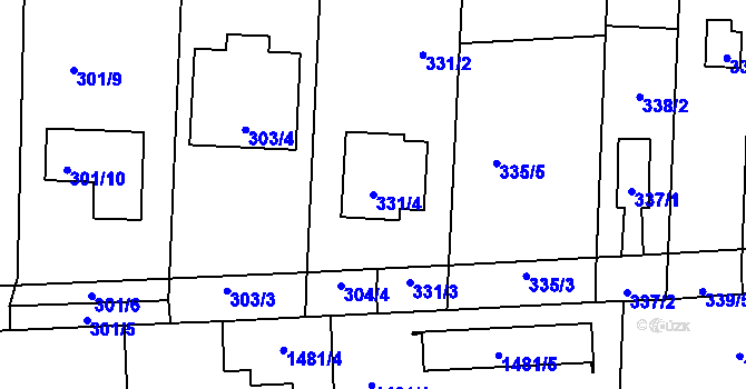 Parcela st. 331/4 v KÚ Hřebeč, Katastrální mapa