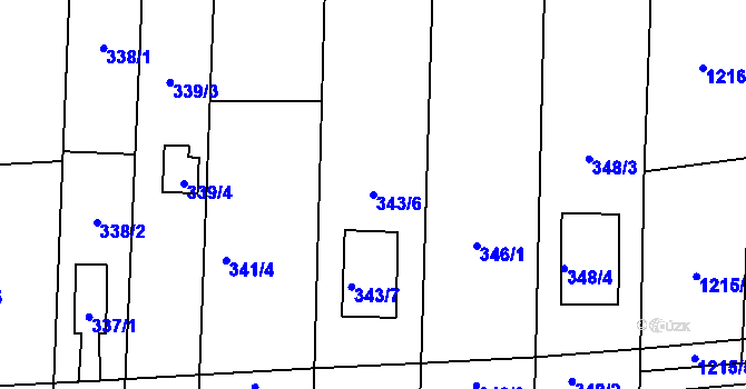 Parcela st. 343/6 v KÚ Hřebeč, Katastrální mapa