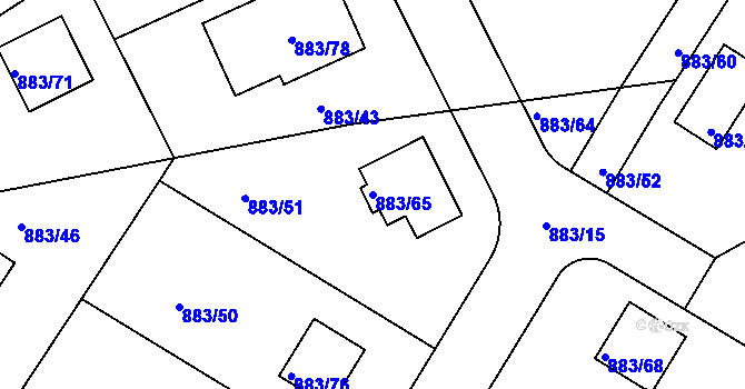 Parcela st. 883/65 v KÚ Hřebeč, Katastrální mapa