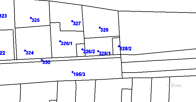 Parcela st. 328/1 v KÚ Hřebeč, Katastrální mapa