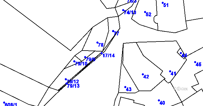 Parcela st. 17/14 v KÚ Hřebeč, Katastrální mapa