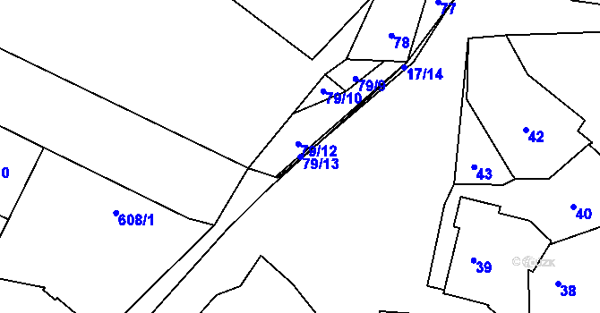 Parcela st. 79/13 v KÚ Hřebeč, Katastrální mapa