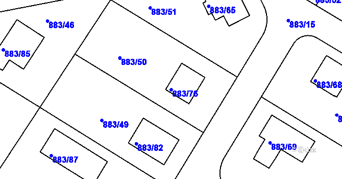 Parcela st. 883/76 v KÚ Hřebeč, Katastrální mapa
