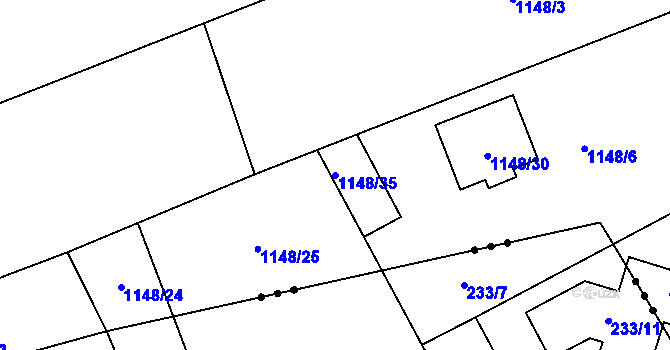 Parcela st. 1148/35 v KÚ Hřebeč, Katastrální mapa