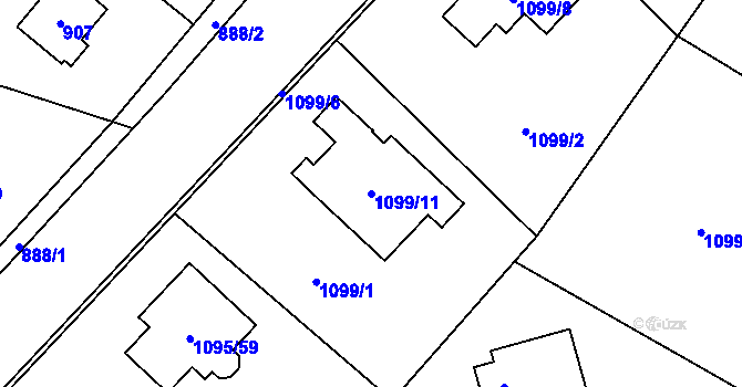 Parcela st. 1099/11 v KÚ Hřebeč, Katastrální mapa