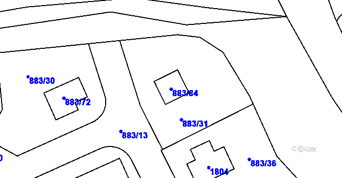 Parcela st. 883/84 v KÚ Hřebeč, Katastrální mapa