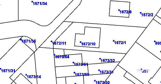 Parcela st. 1672/10 v KÚ Hřebeč, Katastrální mapa