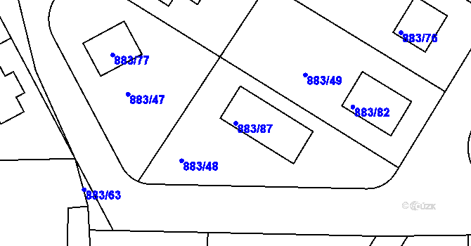 Parcela st. 883/87 v KÚ Hřebeč, Katastrální mapa