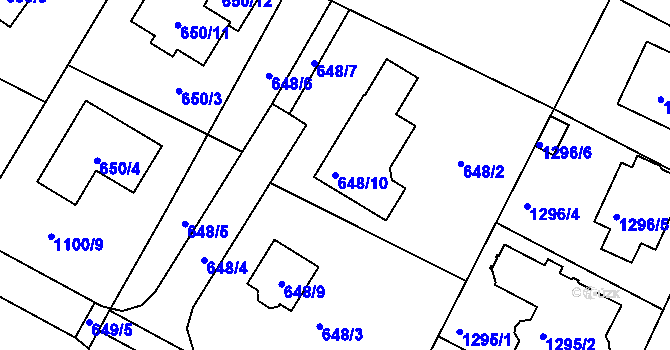 Parcela st. 648/10 v KÚ Hřebeč, Katastrální mapa