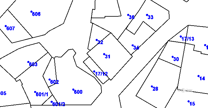 Parcela st. 31 v KÚ Hřebeč, Katastrální mapa