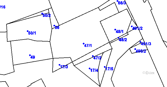 Parcela st. 47/1 v KÚ Hřebeč, Katastrální mapa