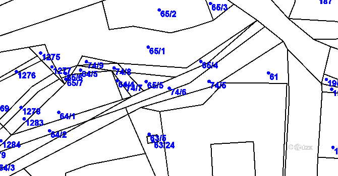 Parcela st. 74/6 v KÚ Hřebeč, Katastrální mapa