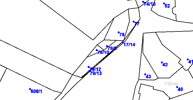 Parcela st. 79/10 v KÚ Hřebeč, Katastrální mapa