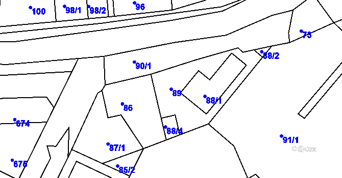 Parcela st. 89 v KÚ Hřebeč, Katastrální mapa