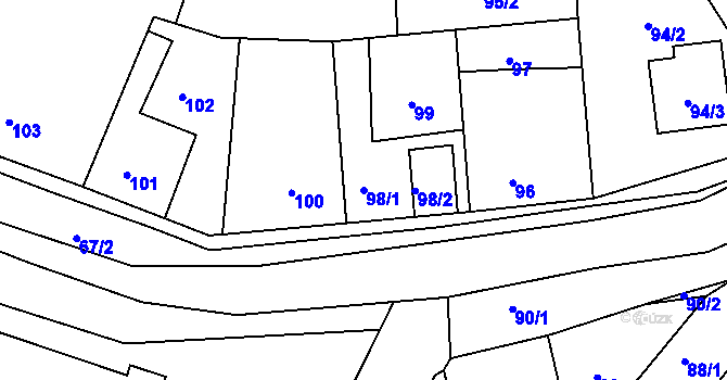 Parcela st. 98/1 v KÚ Hřebeč, Katastrální mapa