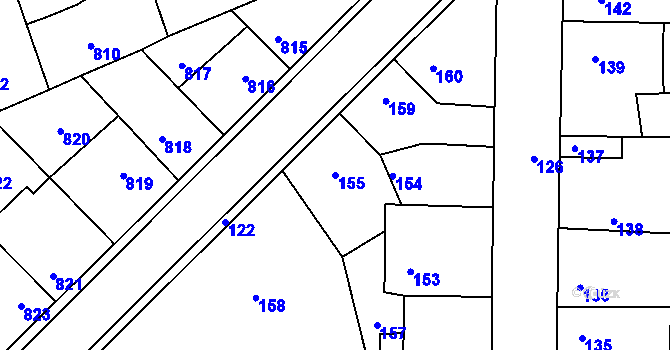 Parcela st. 155 v KÚ Hřebeč, Katastrální mapa