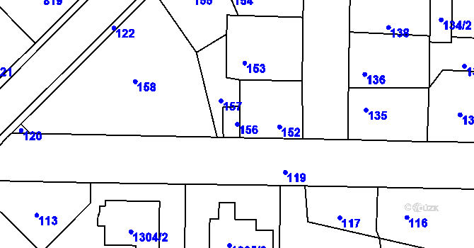 Parcela st. 156 v KÚ Hřebeč, Katastrální mapa