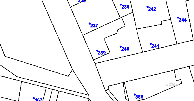 Parcela st. 239 v KÚ Hřebeč, Katastrální mapa
