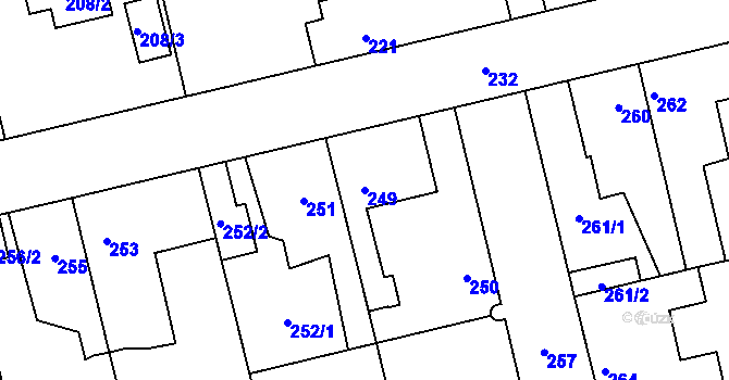 Parcela st. 249 v KÚ Hřebeč, Katastrální mapa