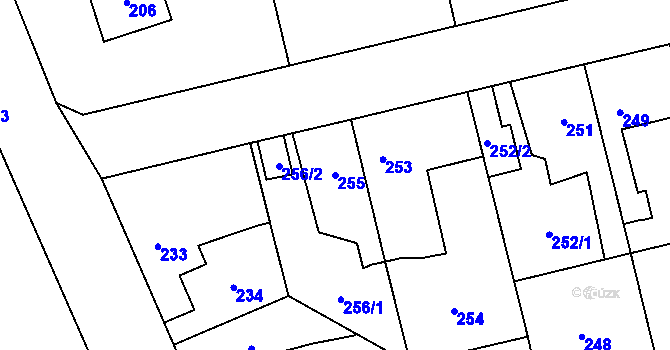Parcela st. 255 v KÚ Hřebeč, Katastrální mapa