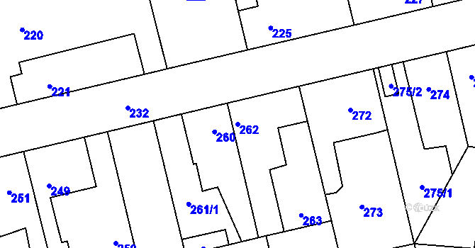 Parcela st. 262 v KÚ Hřebeč, Katastrální mapa