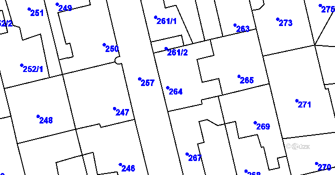 Parcela st. 264 v KÚ Hřebeč, Katastrální mapa